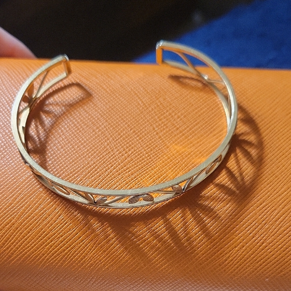 Vintage Krementz Gold Filled GF Plant Leaf Cuff Bracelet 7in - Picture 5 of 5